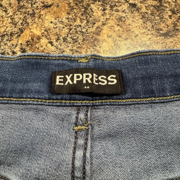 Express Womens Jeans Ankle Legging High Rise Jegging Stripe Blue Red Size 12 KM - Picture 2 of 5